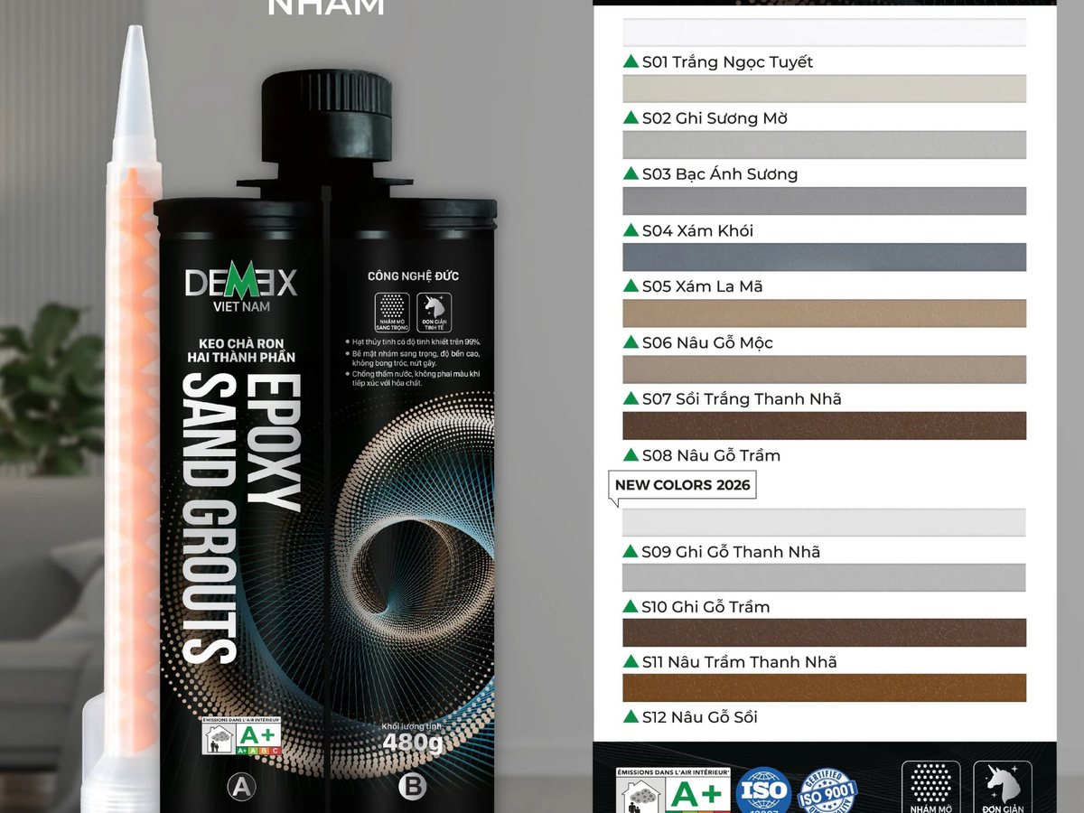 Keo dán gạch, keo chà ron gốc xi măng và epoxy