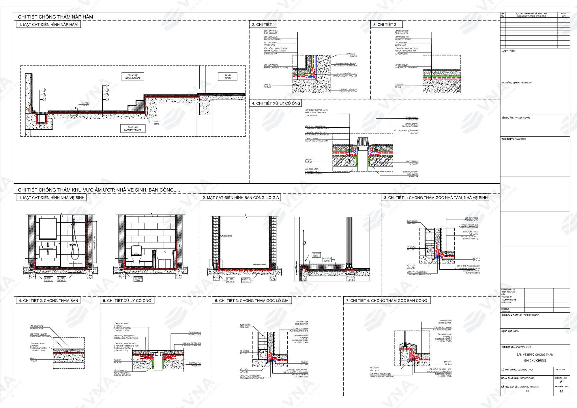 Standard waterproofing details – bored piles, retaining walls – page 3