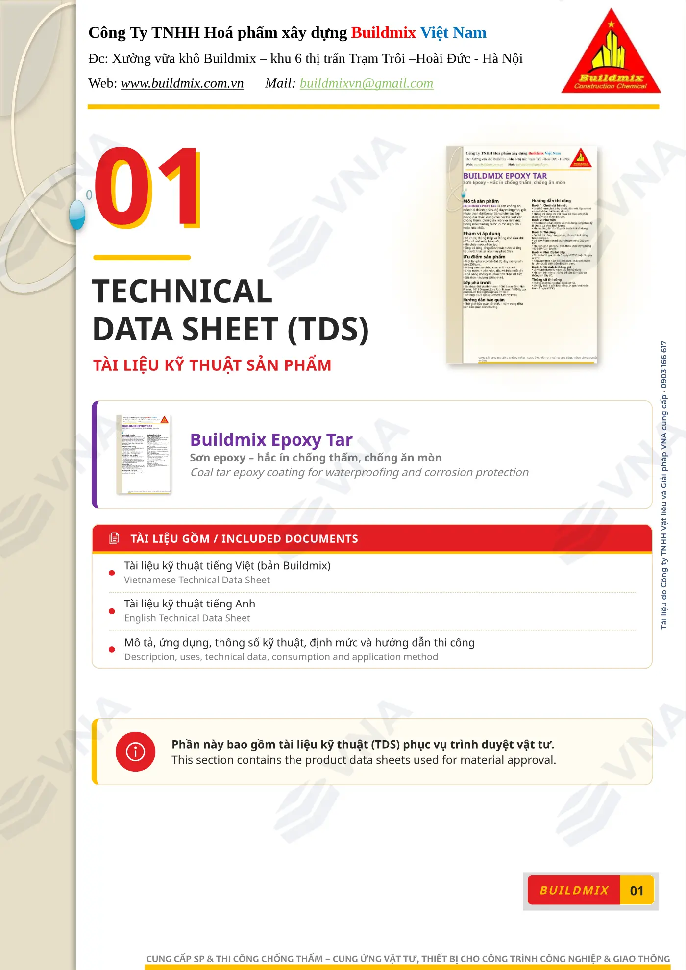 Hồ sơ kỹ thuật Buildmix Epoxy Tar – trang 1
