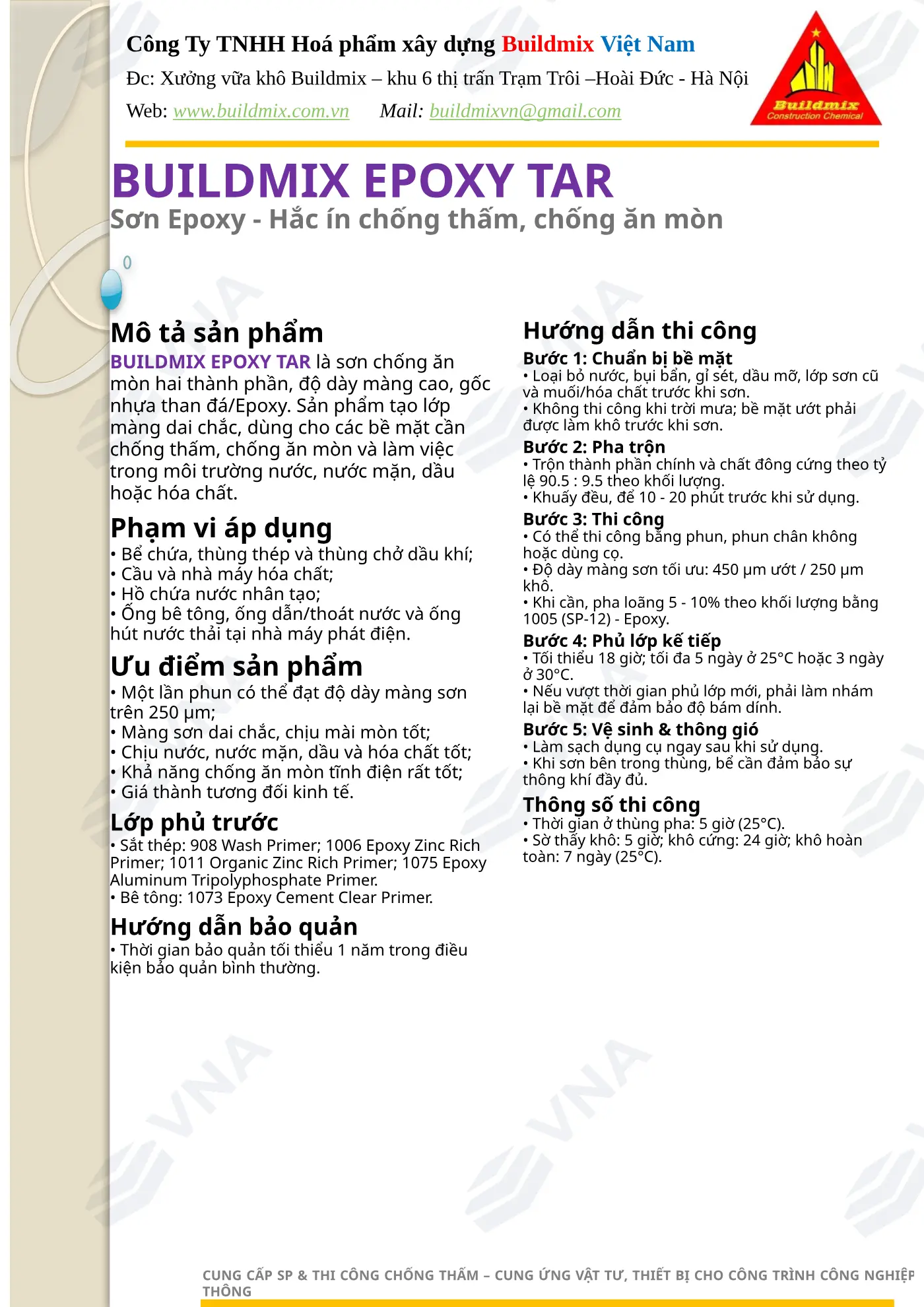 Hồ sơ kỹ thuật Buildmix Epoxy Tar – trang 2