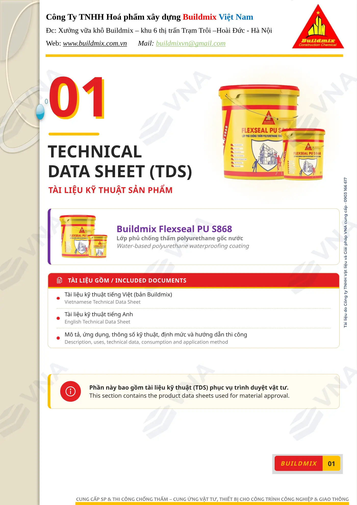 Buildmix Flexseal PU S868 technical dossier – page 1
