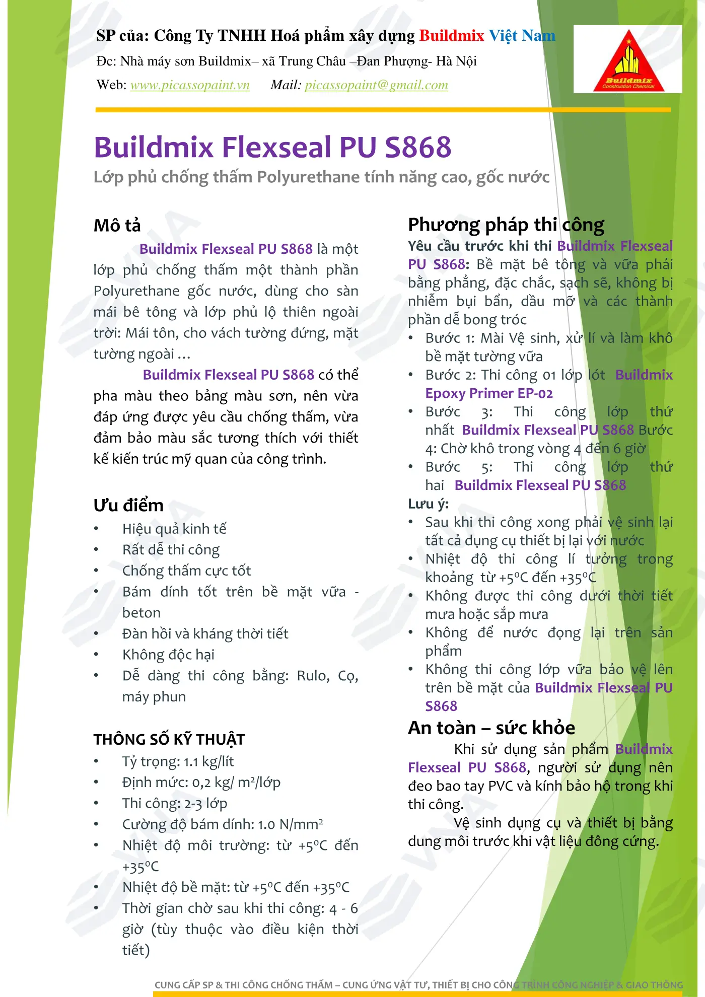 Buildmix Flexseal PU S868 technical dossier – page 2