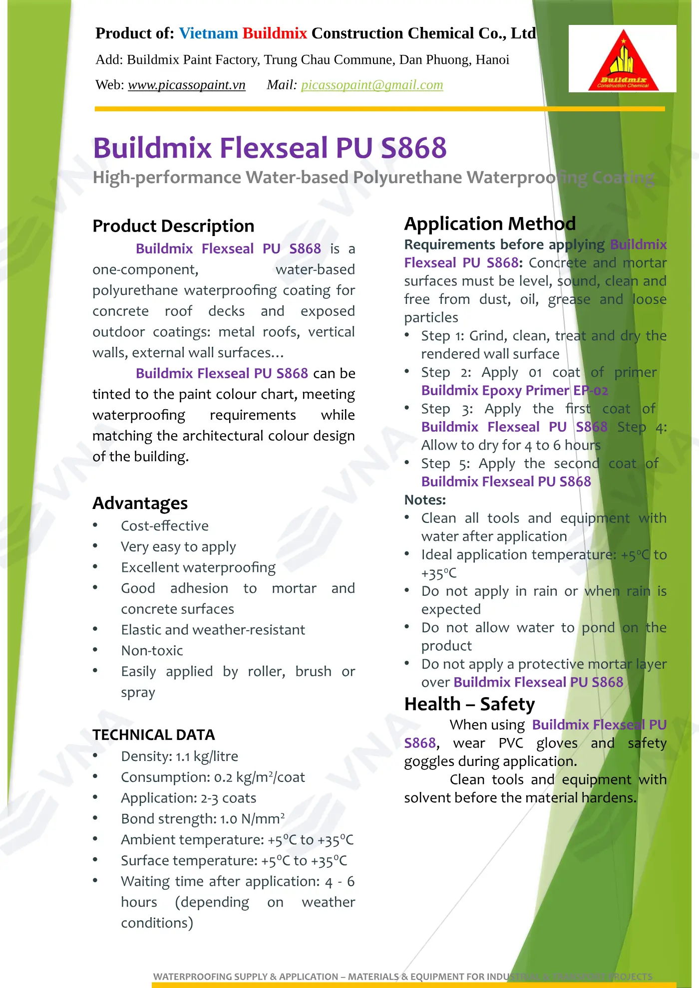 Buildmix Flexseal PU S868 technical dossier – page 3