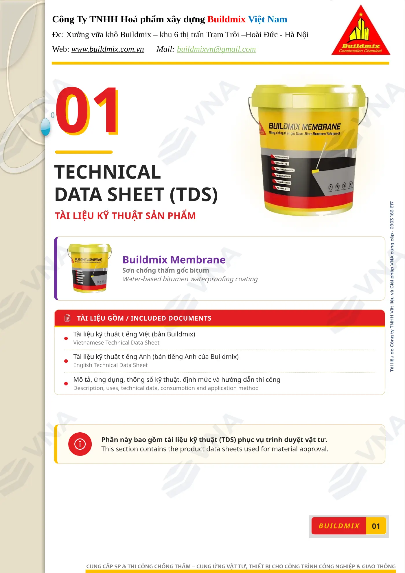 Buildmix Membrane technical dossier – page 1