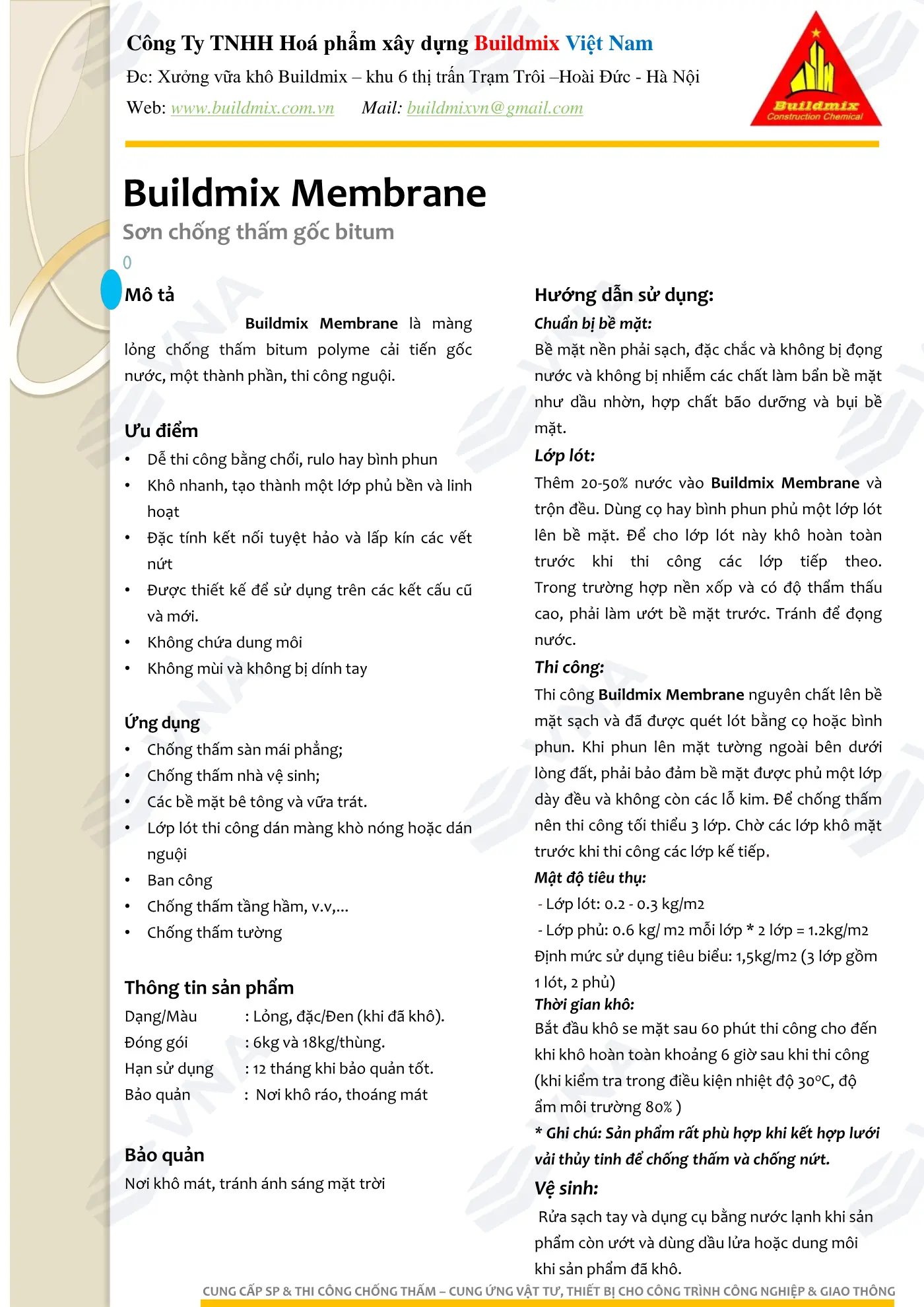 Buildmix Membrane technical dossier – page 2
