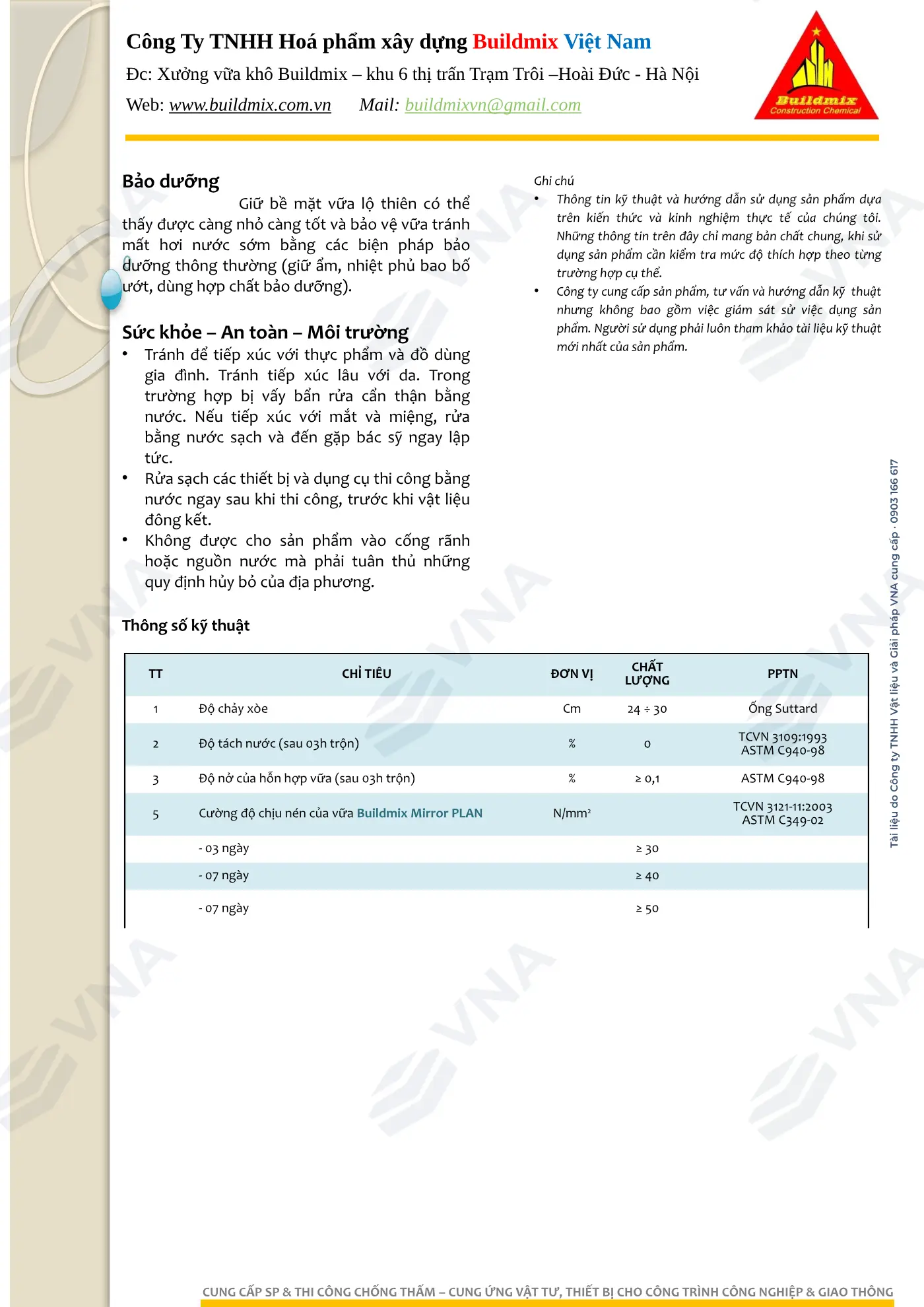 Hồ sơ kỹ thuật Buildmix Mirror PLAN – trang 3