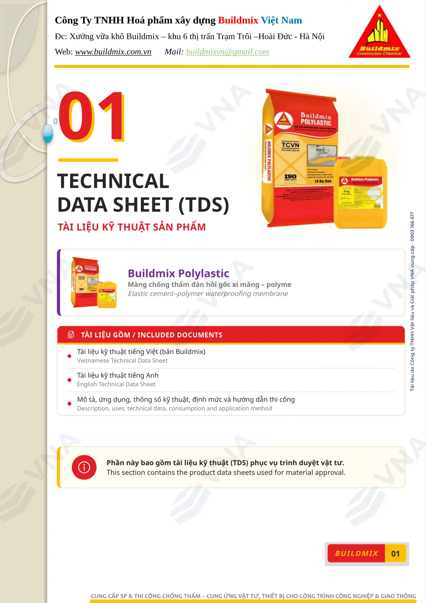 Buildmix Polylastic technical dossier – page 1