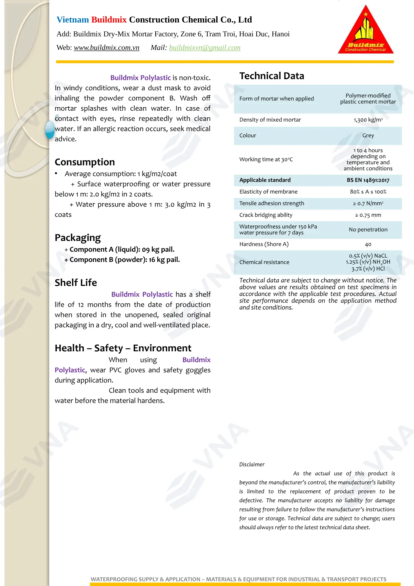 Buildmix Polylastic technical dossier – page 5