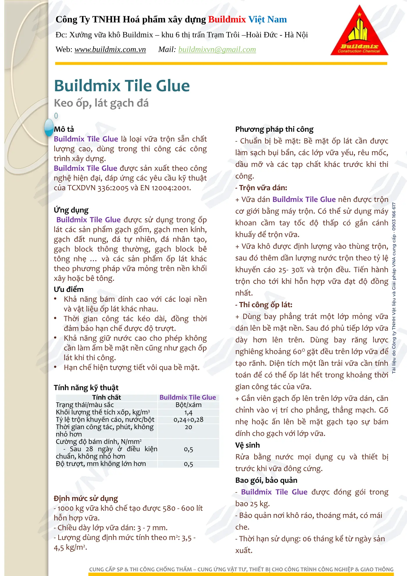 Buildmix Tile Adhesive technical dossier – page 2