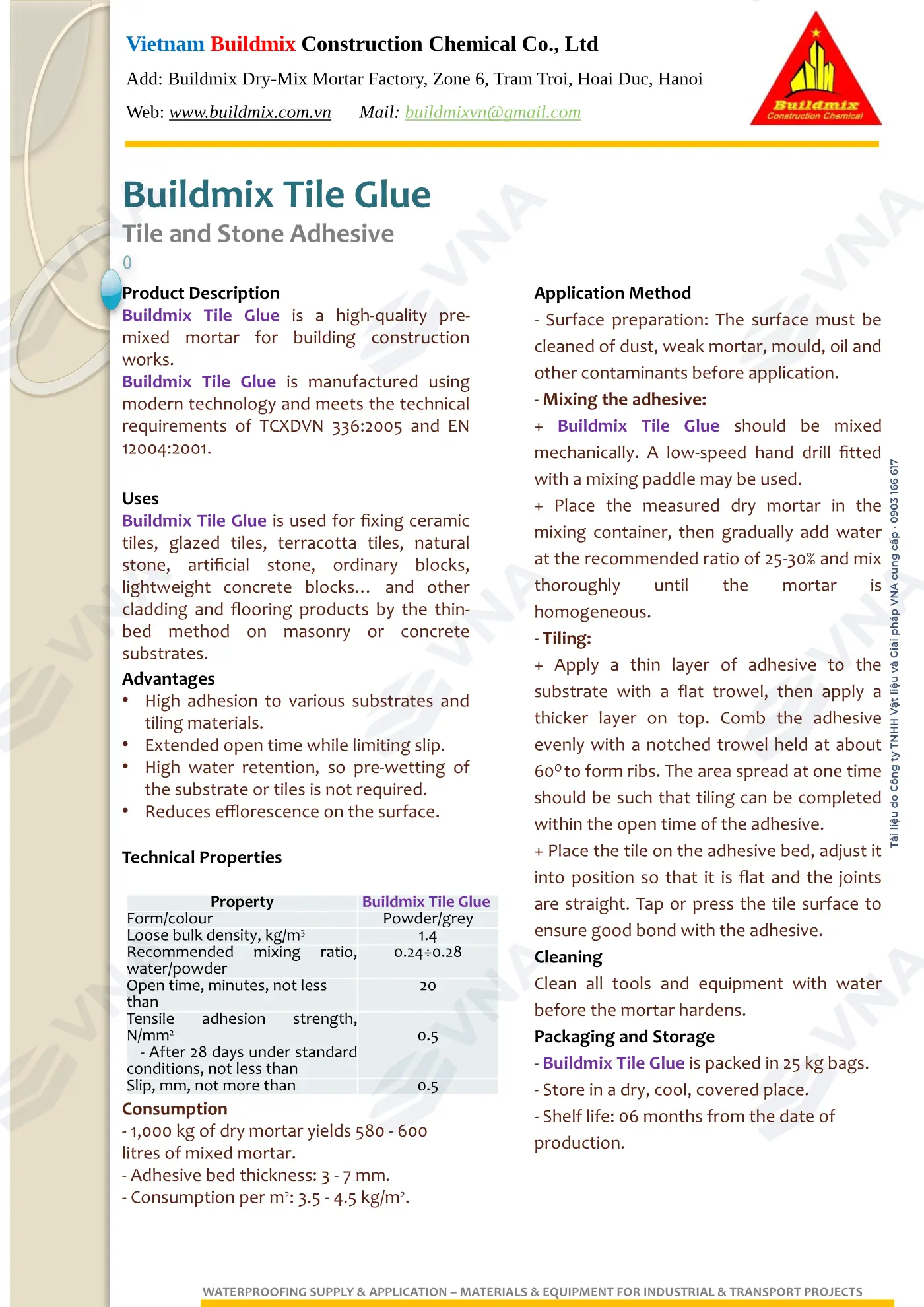 Buildmix Tile Adhesive technical dossier – page 3