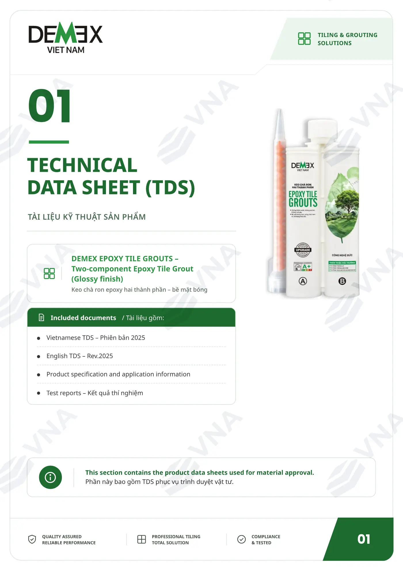 Hồ sơ kỹ thuật Demex Epoxy Tile Grouts – trang 1