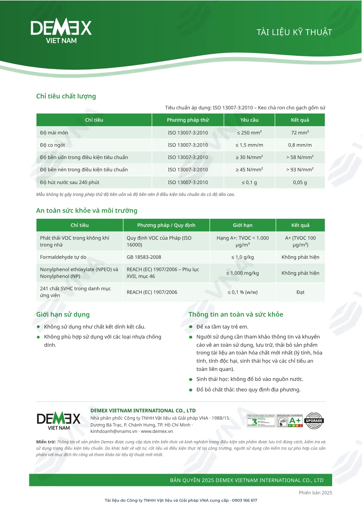 Hồ sơ kỹ thuật Demex Epoxy Tile Grouts – trang 4