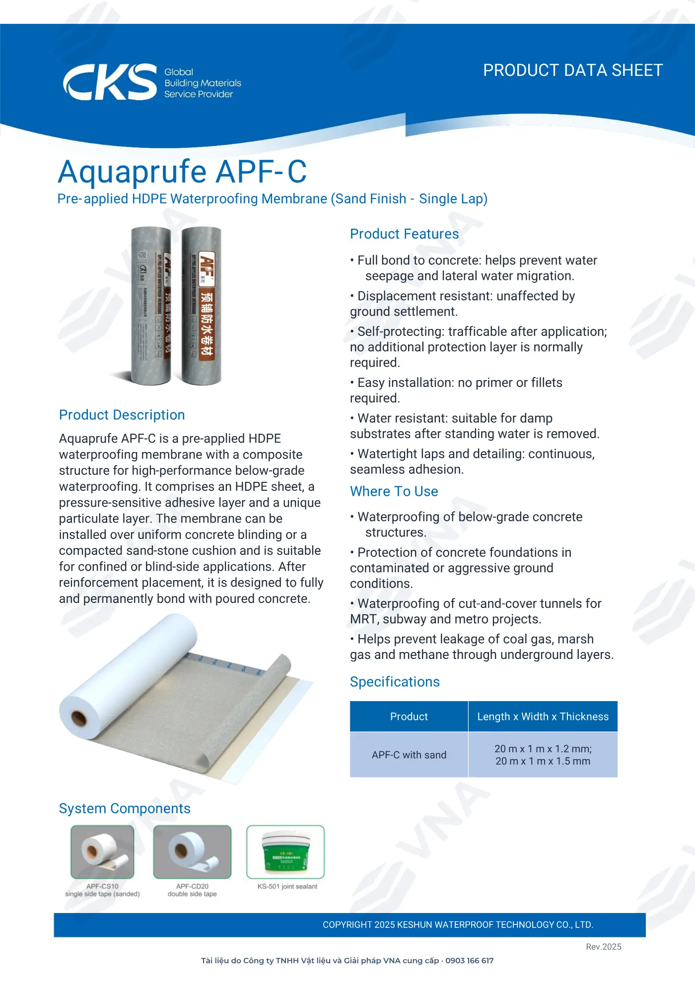 Hồ sơ kỹ thuật Keshun Aquaprufe APF-C – trang 2