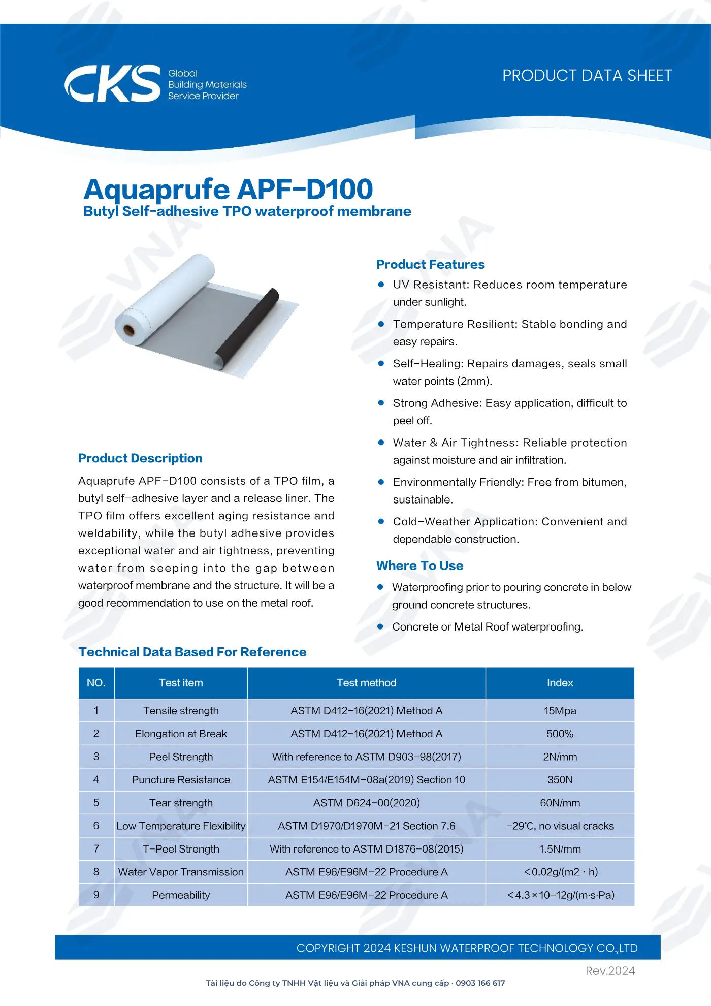 Hồ sơ kỹ thuật Keshun Aquaprufe APF-D100 – trang 2