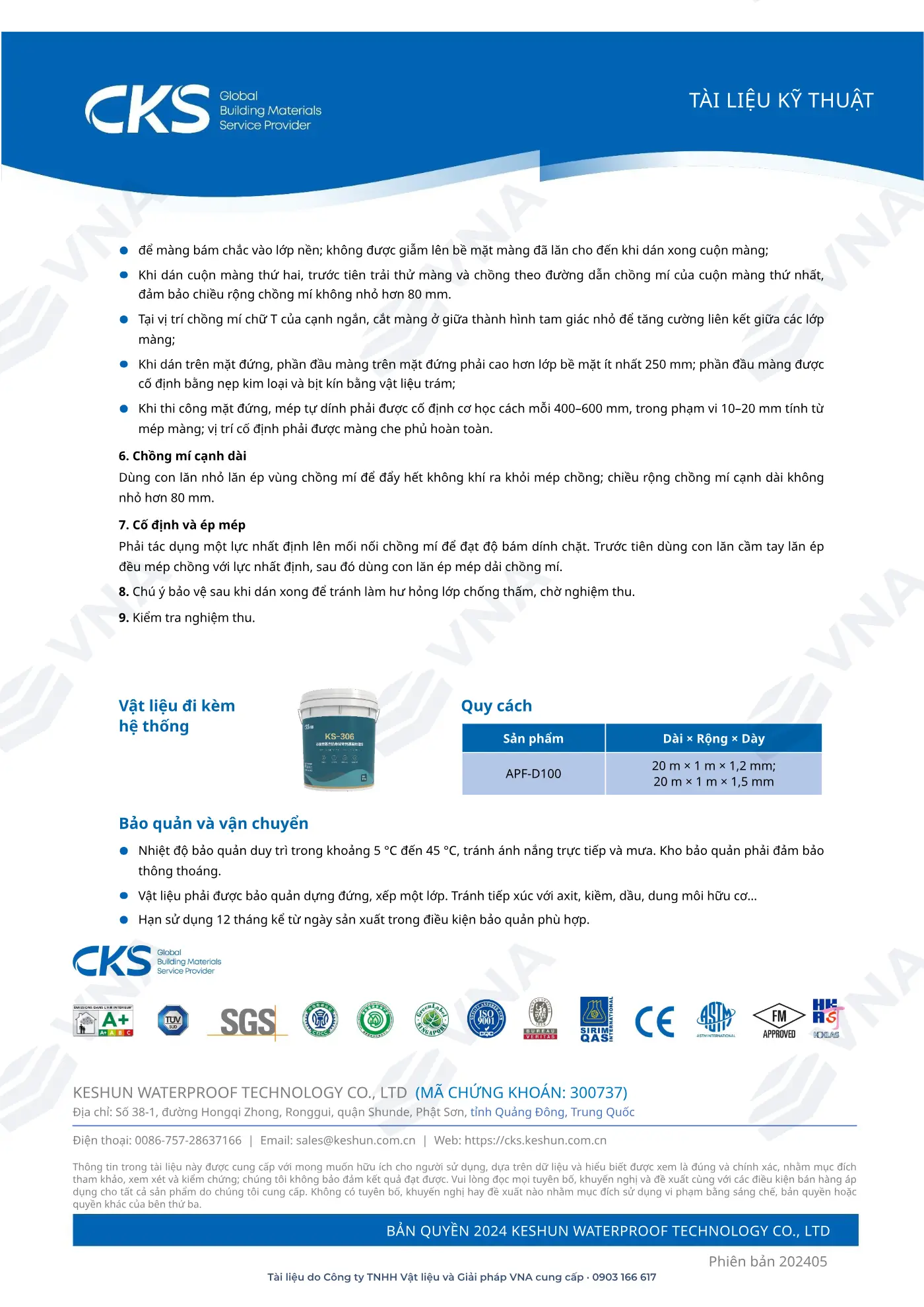 Hồ sơ kỹ thuật Keshun Aquaprufe APF-D100 – trang 7