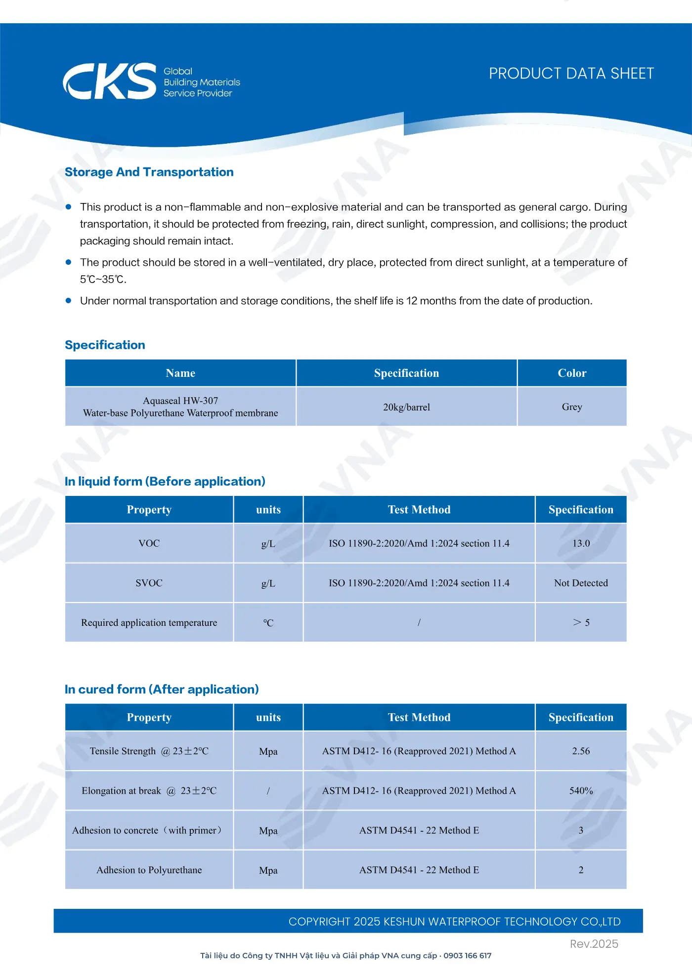 Hồ sơ kỹ thuật Keshun Aquaseal HW-307 – trang 3